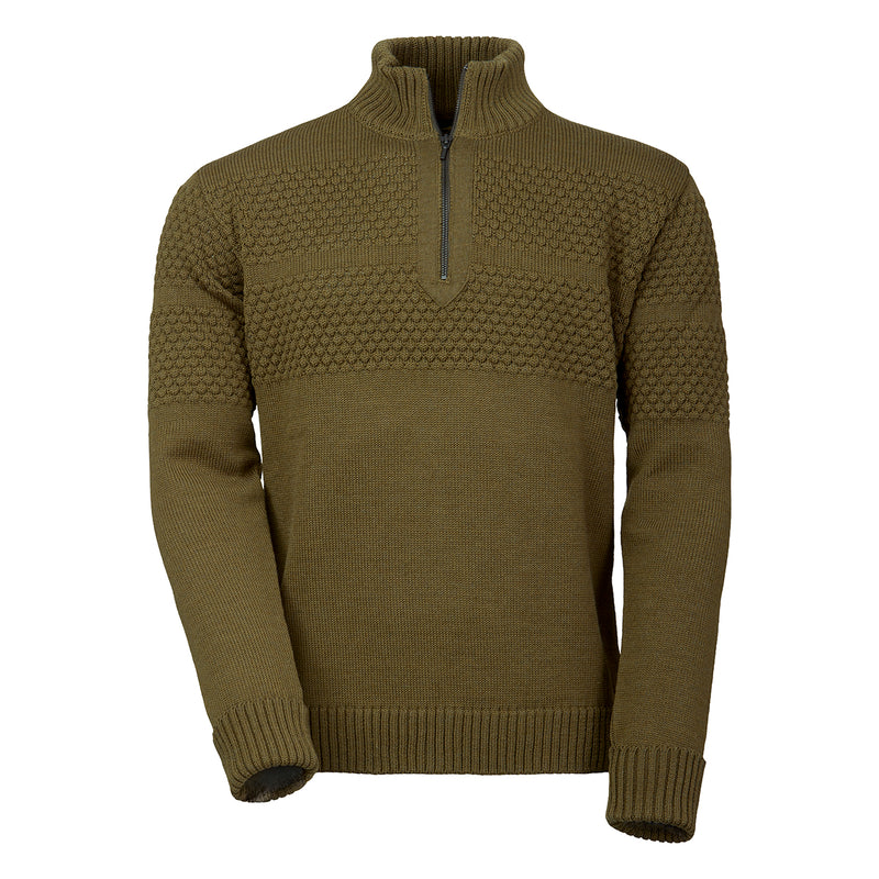 Laksen Men's Fishermans Zip Sweater - 100% Lambswool