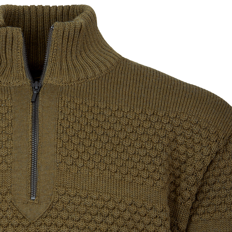 Laksen Men's Fishermans Zip Sweater - 100% Lambswool