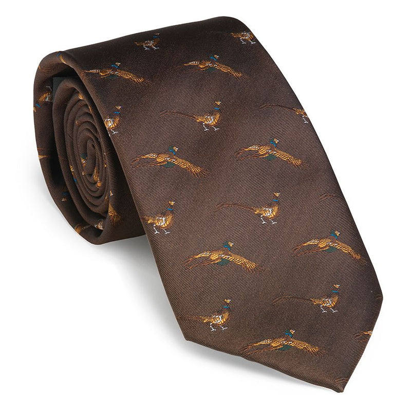 Laksen Tie Flying and Standing Pheasant Motif